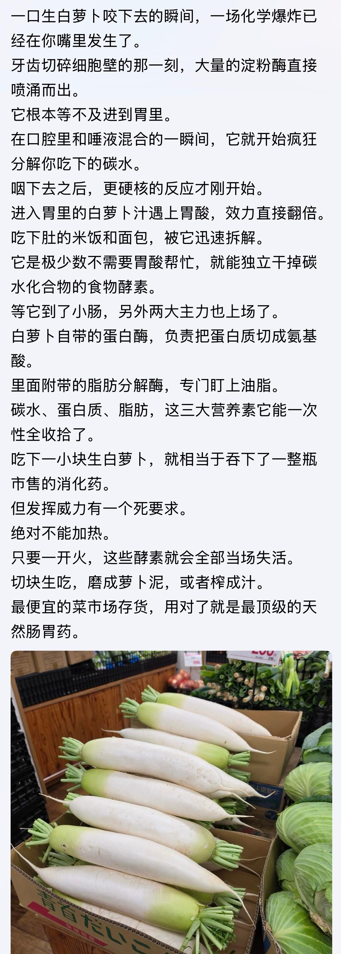 生吃是天然的肠胃药。。。白萝卜健康饮食美食