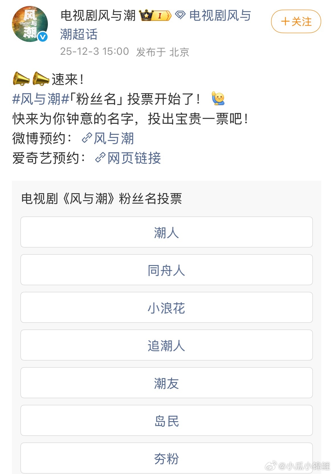 我选追潮人你们呢？同舟人也不错潮友，岛民也很棒 