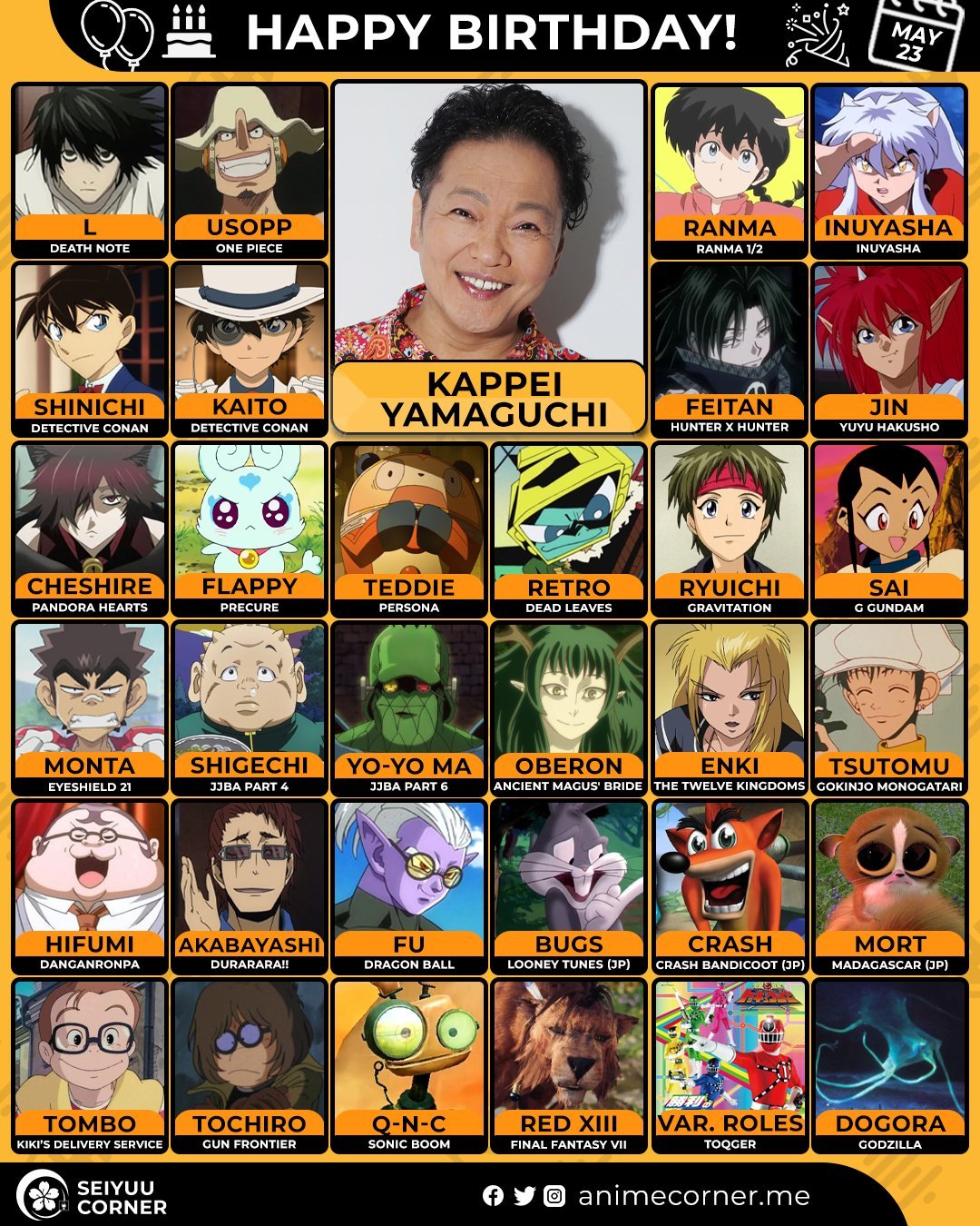 海贼王海贼王 今天是乌索普的声优-山口胜平的61岁生日啦 