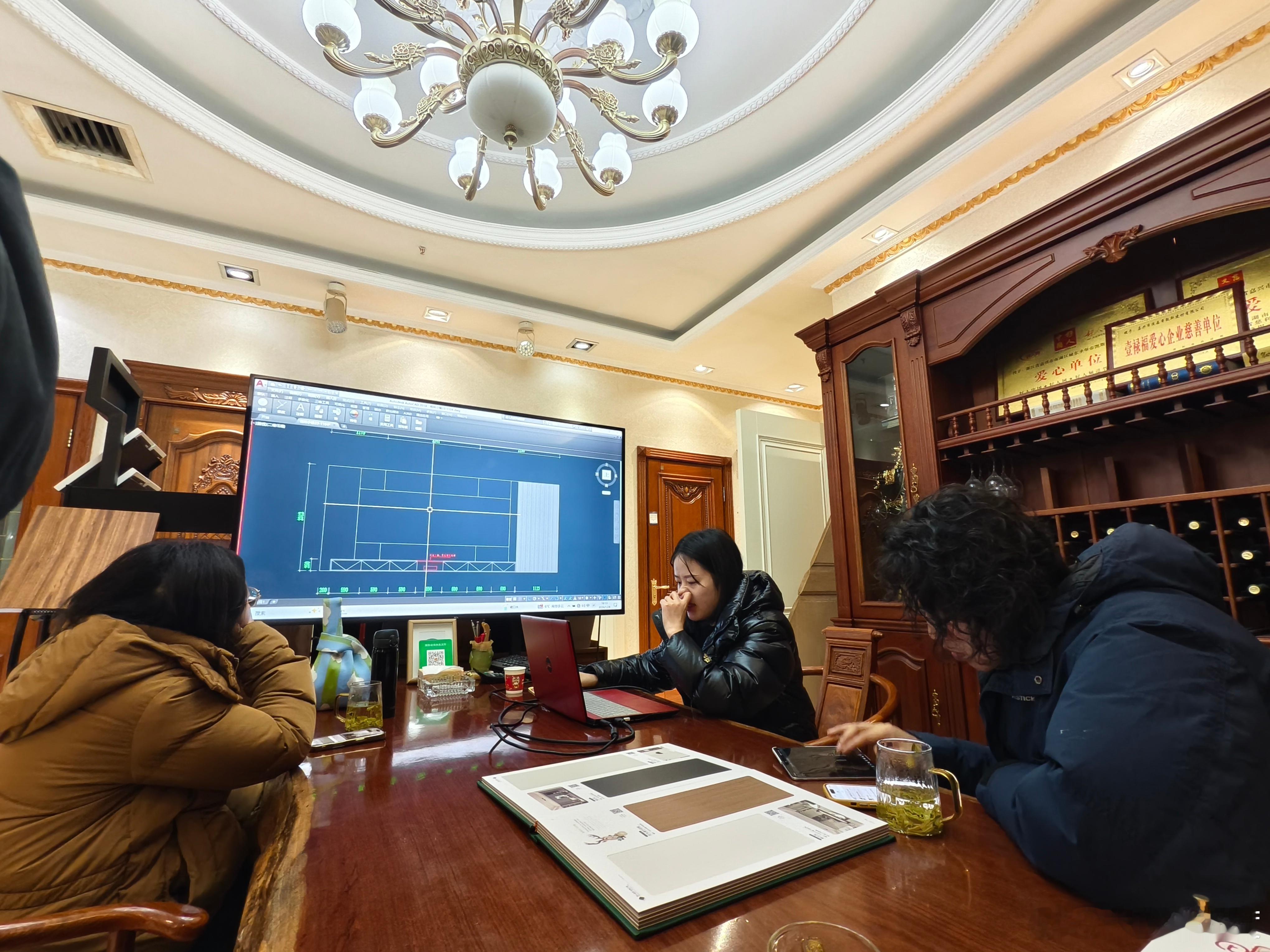 今天和设计师对装修木制方案，美凯龙商城里面非常冷清，一半店铺都是关的，中央空调也