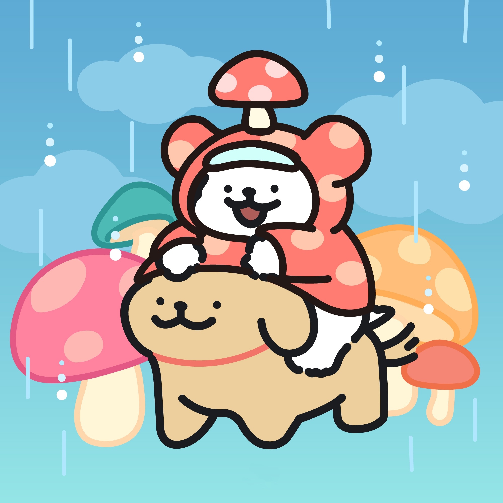 线条小狗🐾陪你一起雨过天晴🌈☔🍄 ​​​