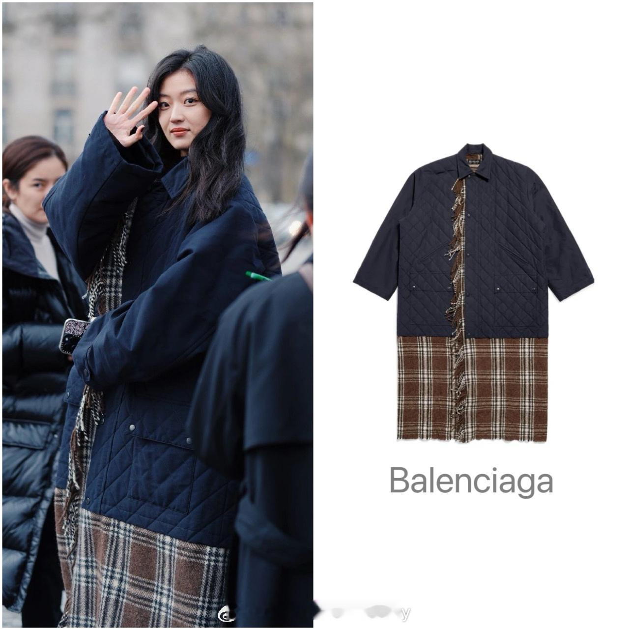 孙千巴黎秀场外的街拍，分层派克大衣拉风帅气！ ​​​