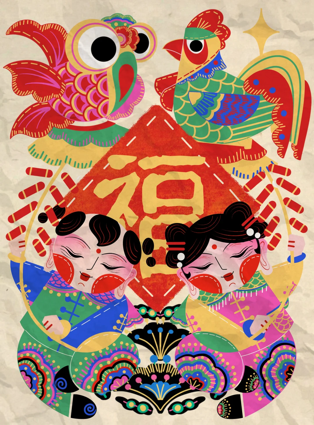 关于国庆节我画了什么—木板年画系列