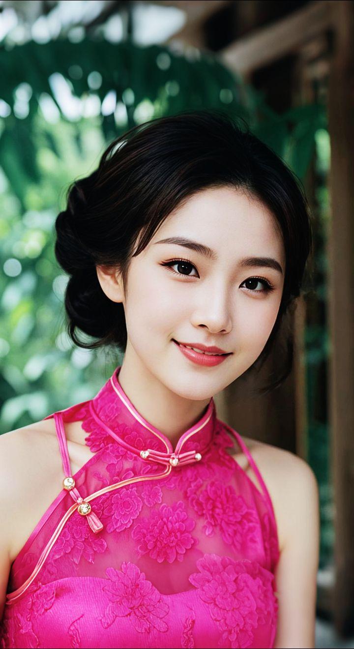 AI扩图 AI艳粉微笑