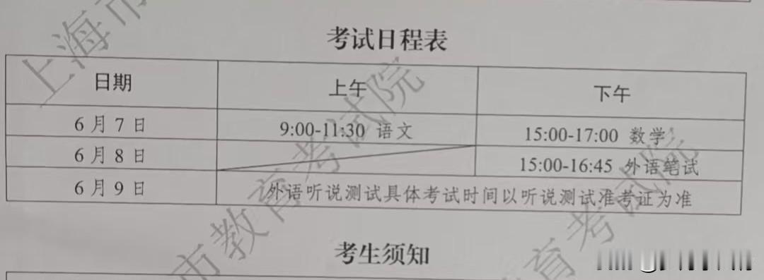 上海这个考试安排，我认为不太科学

第一天语文数学，第二早上不考，第三天早上英语
