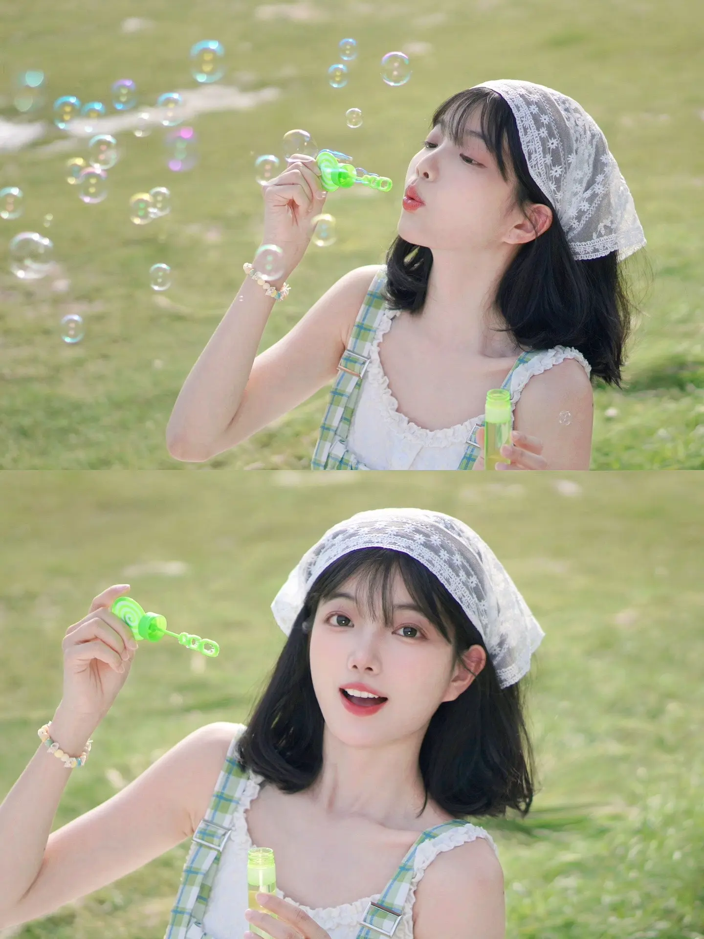 草坪拍照 夏日小清新 森系少女 初夏的味道 氧气女孩