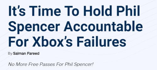 外媒：斯宾塞受到了质疑 他该为Xbox的失败负责
