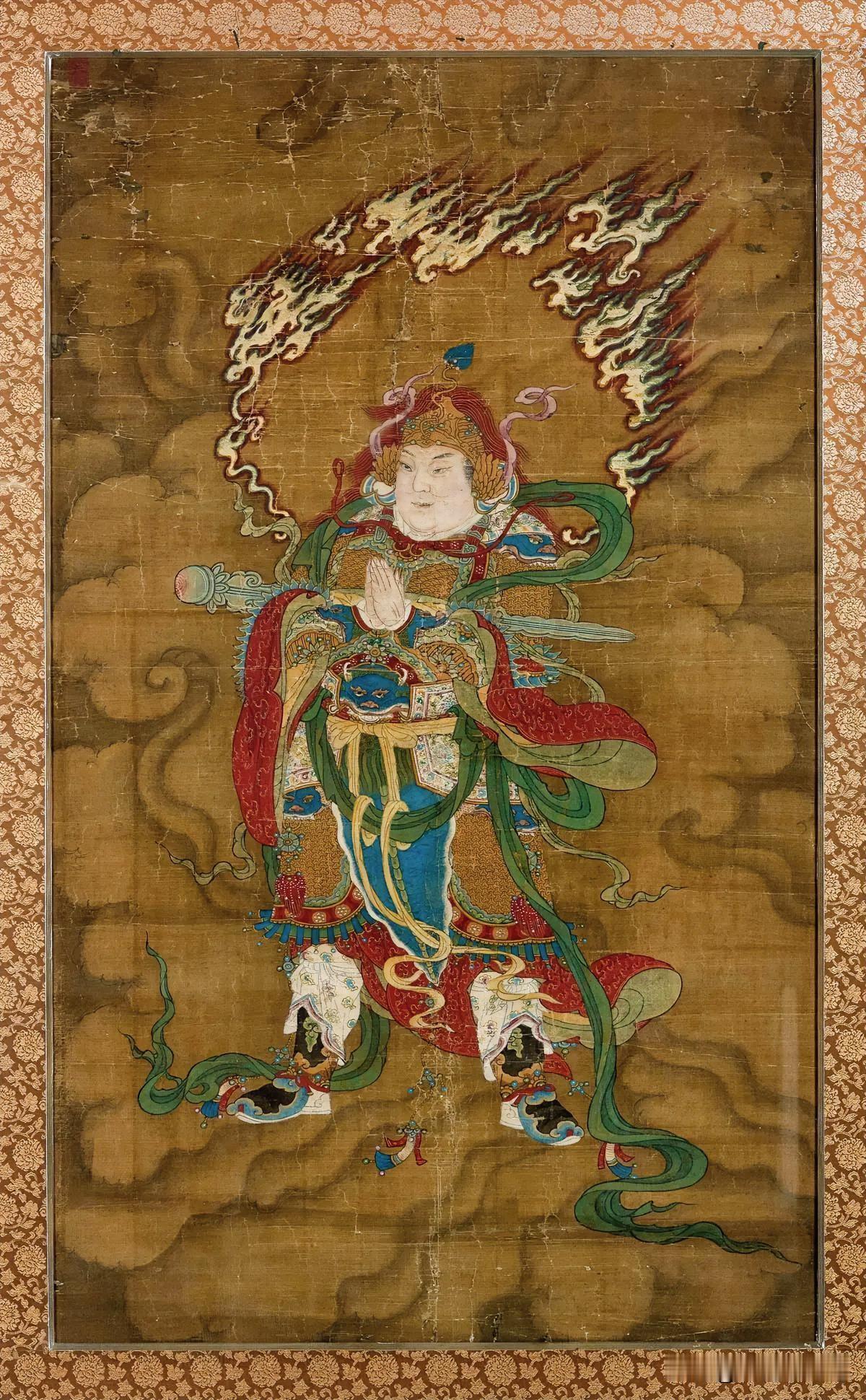 明代传世韦驮古画，这才是华夏护法神将该有的气场
 
见过无数寺庙崭新的韦驮塑像，