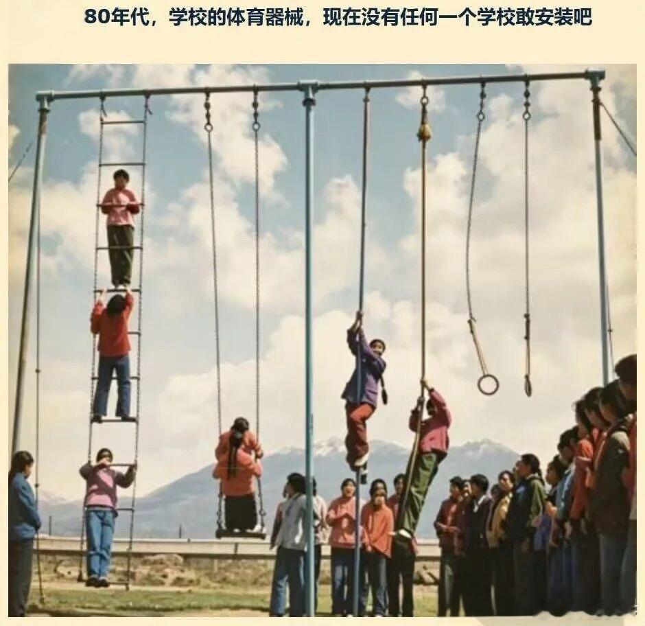 还真是，我小时候就用过这个体育器材，不知道现在哪个学校敢安装上？ ​​​