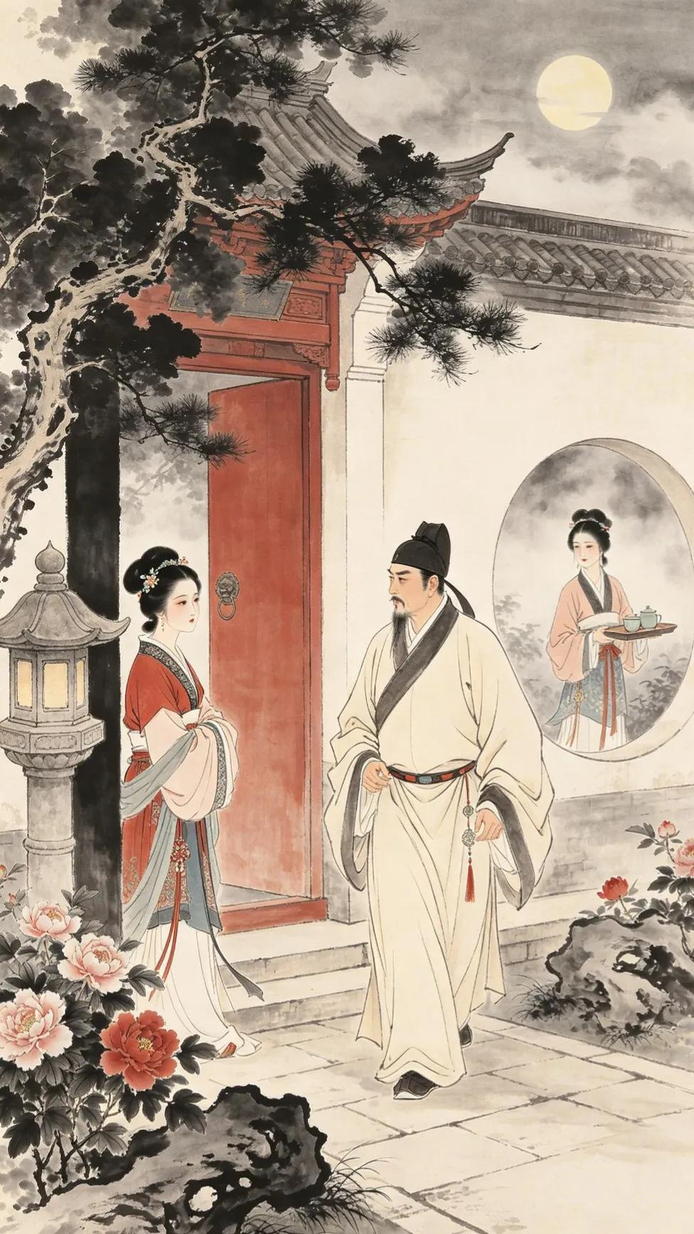西门庆与李瓶儿有两次不小心撞个满怀。第一次倒还罢了，第二次嘛，李瓶儿明明是在暗中