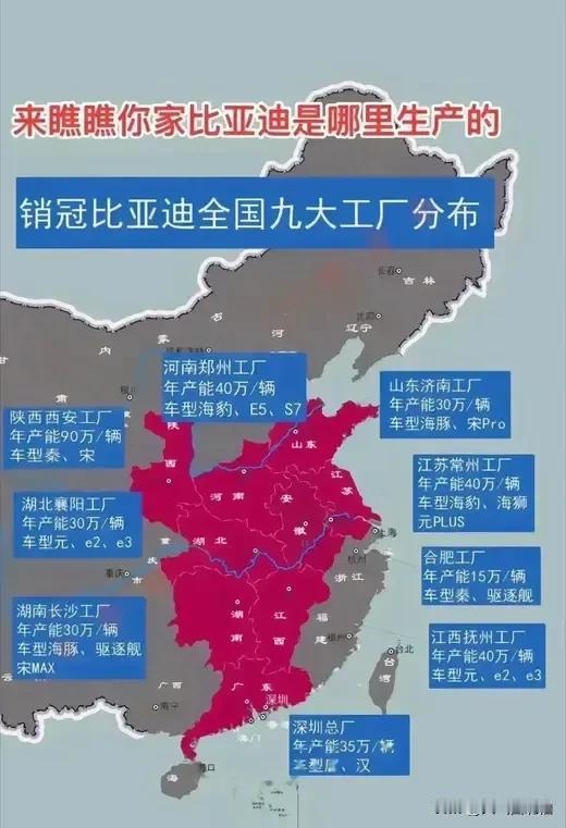 销冠王比亚迪在中国的分布图