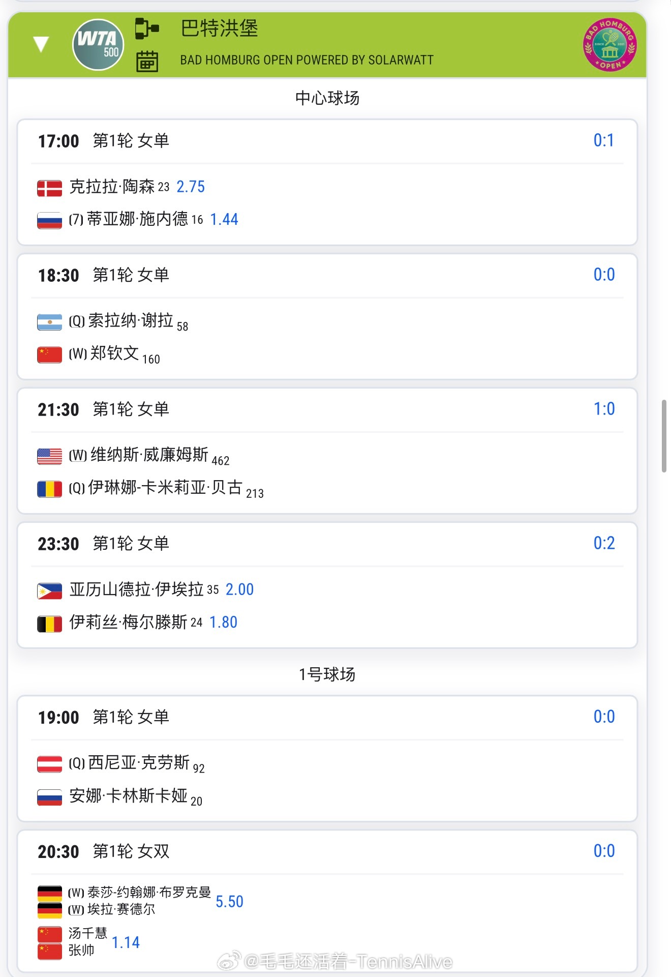 【20260622 比赛赛程+直播赛程】温网资格赛开打18:00 黄泽林 vs 