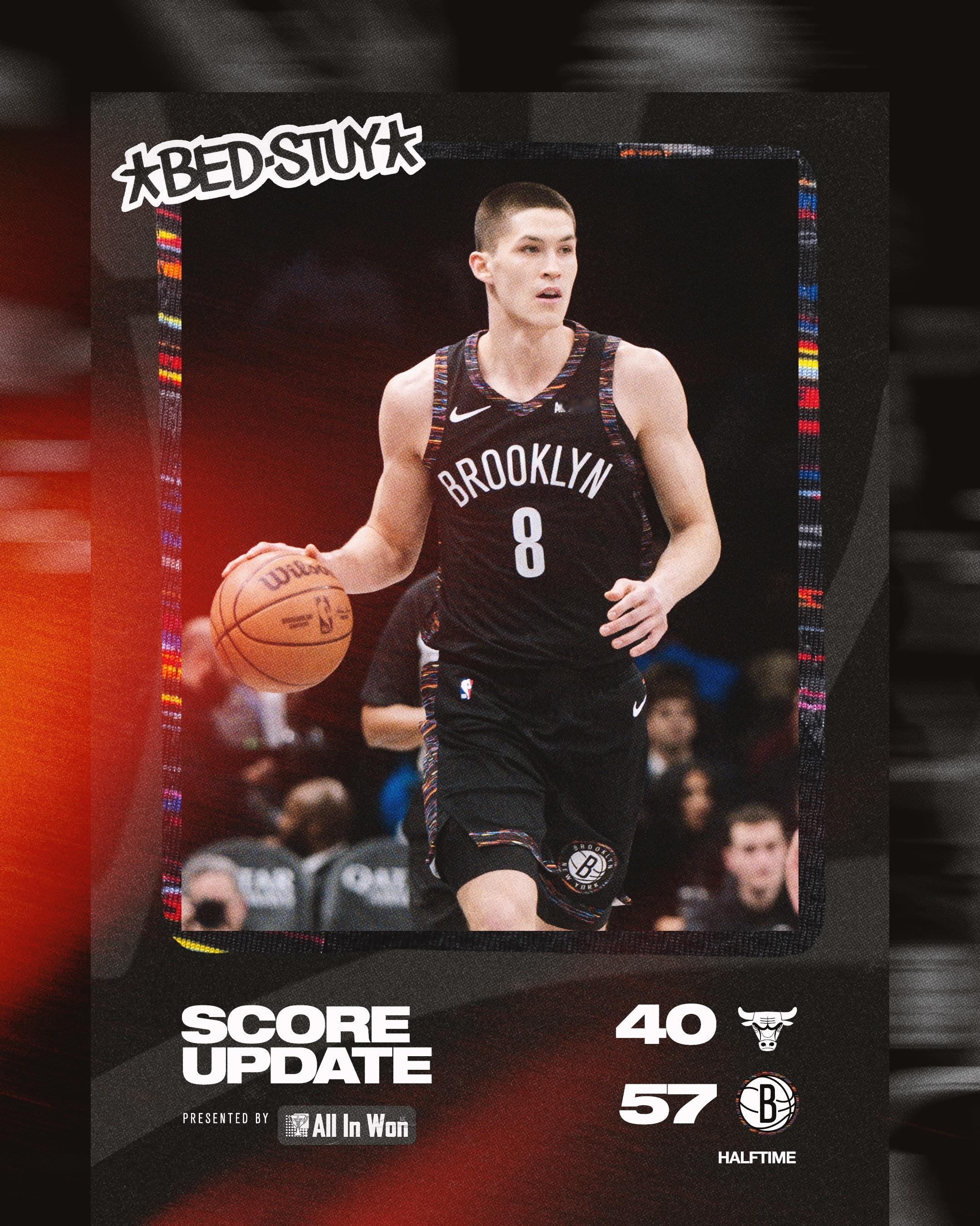 半场7人投中三分，小破网今天又要赢公牛vs篮网NBA