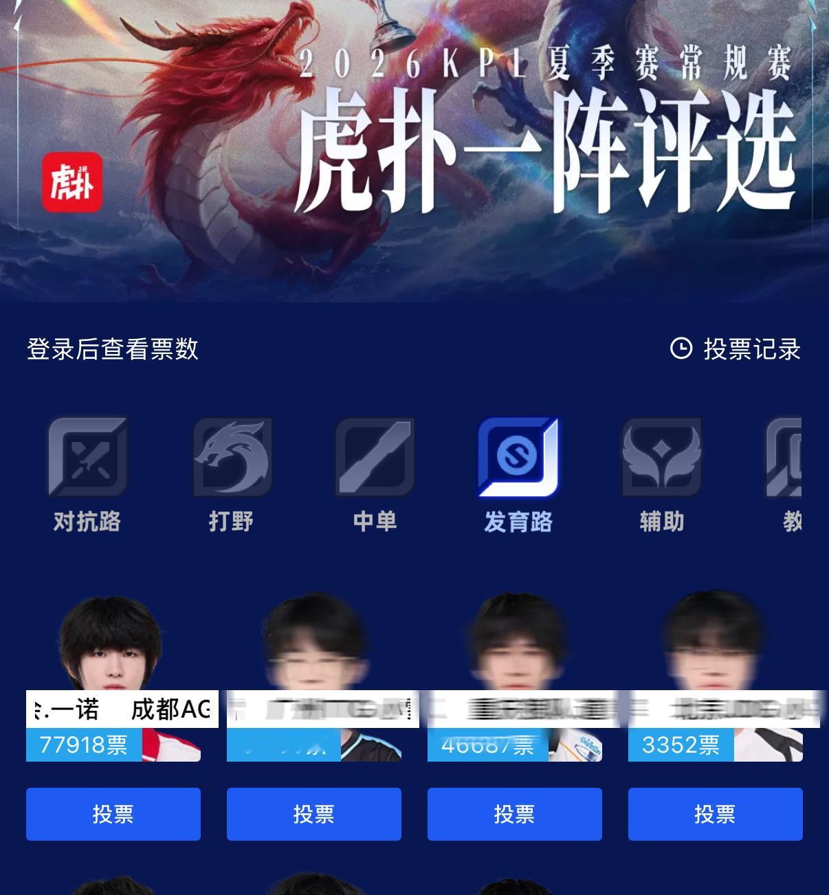 白菜们这个虎扑一定要每天都要投呀 一直和后面的票数差都维持在1w多左右 继续拉开