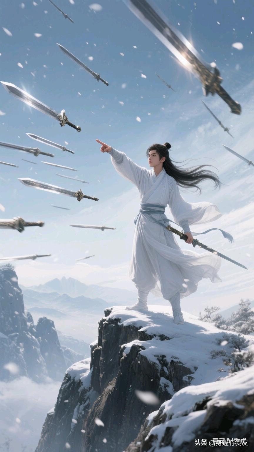 “雪中仙子，剑指苍穹，仗剑天涯，梦回古风”，这画面太美了。就像鞠婧祎的唯美国风写