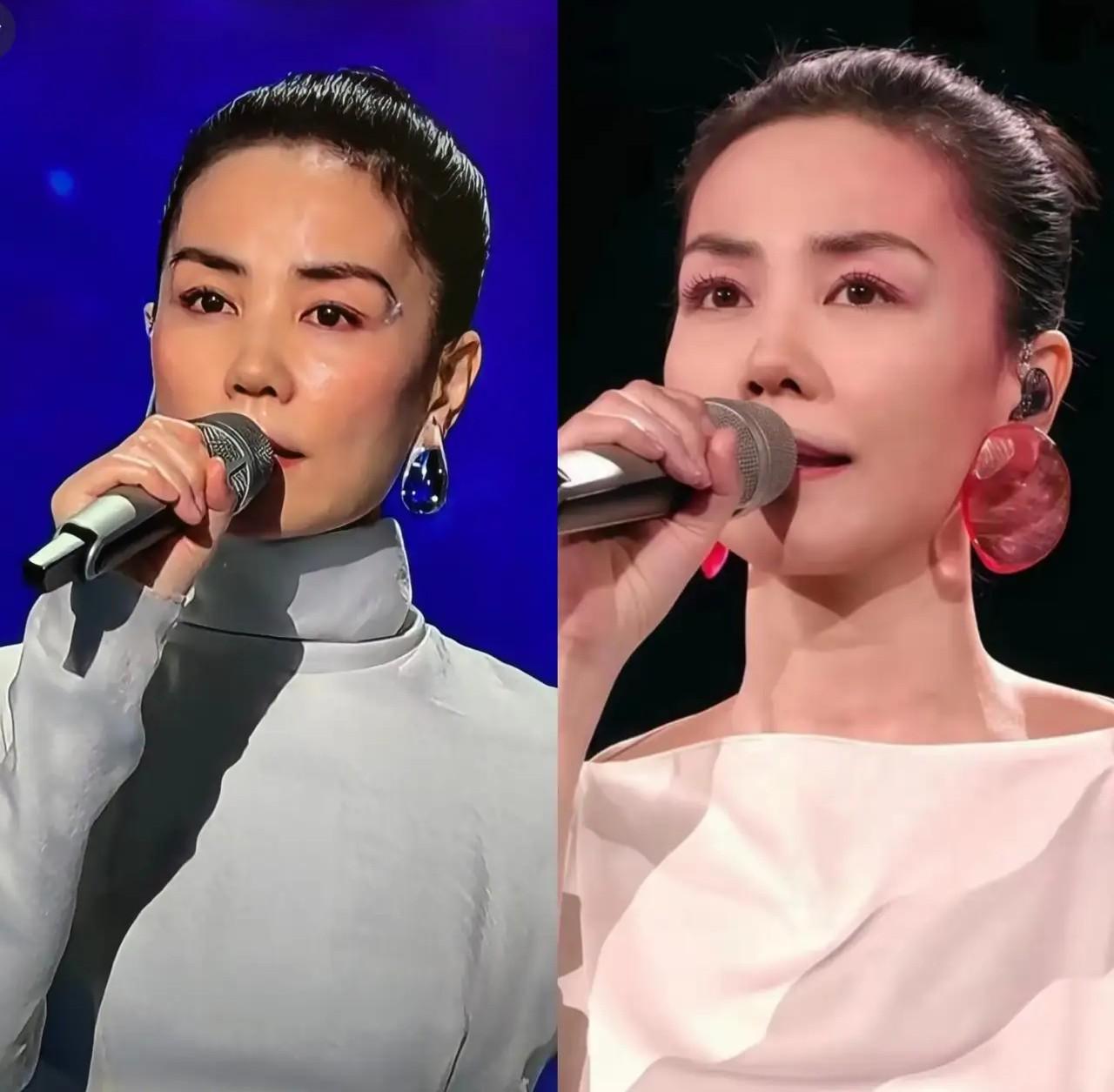 今天最让人觉得新奇的，
得属王菲了，不是她唱得不好，而是她那整体造型，
跟以前相