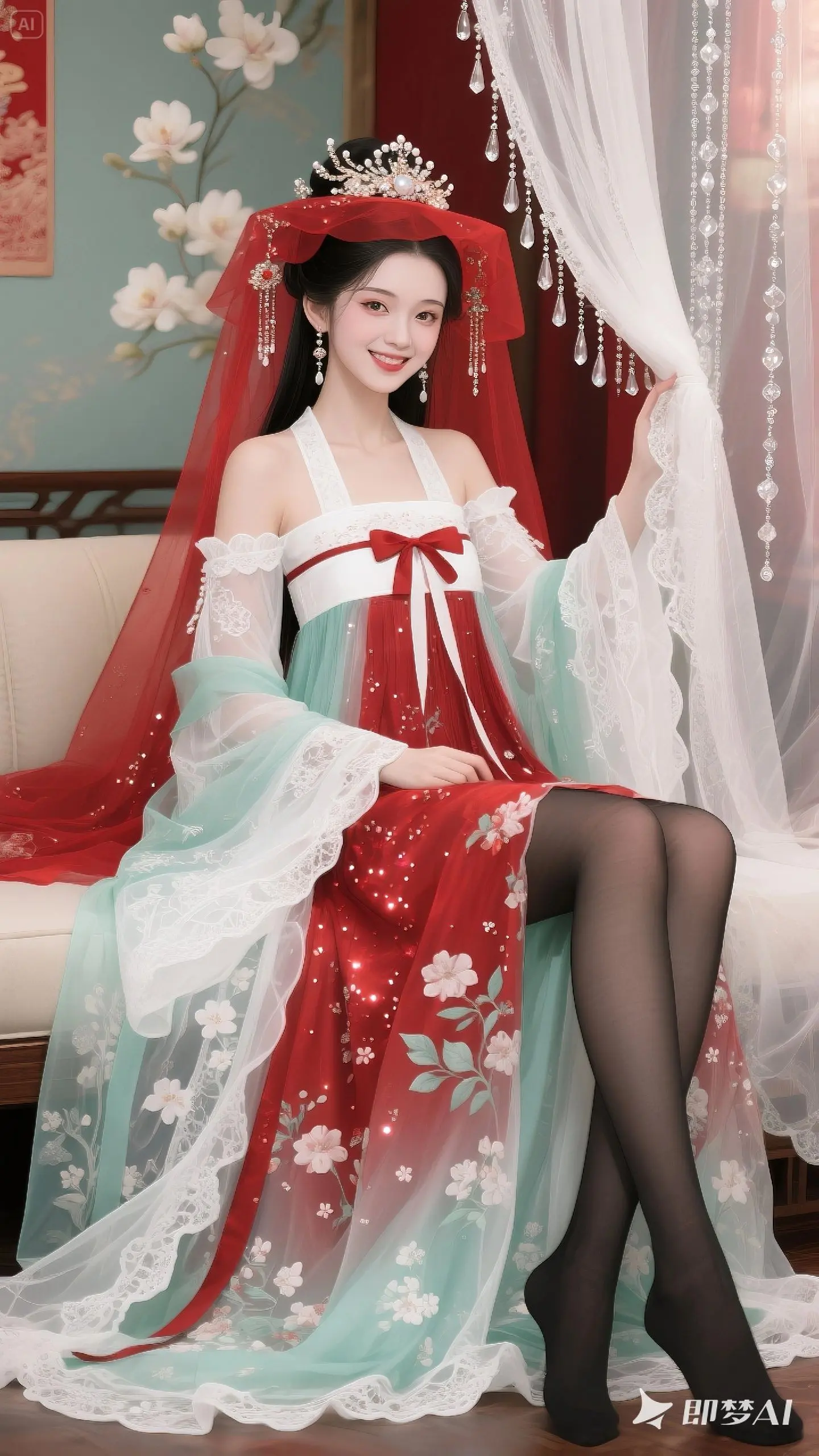 似水柔情，红纱一缕