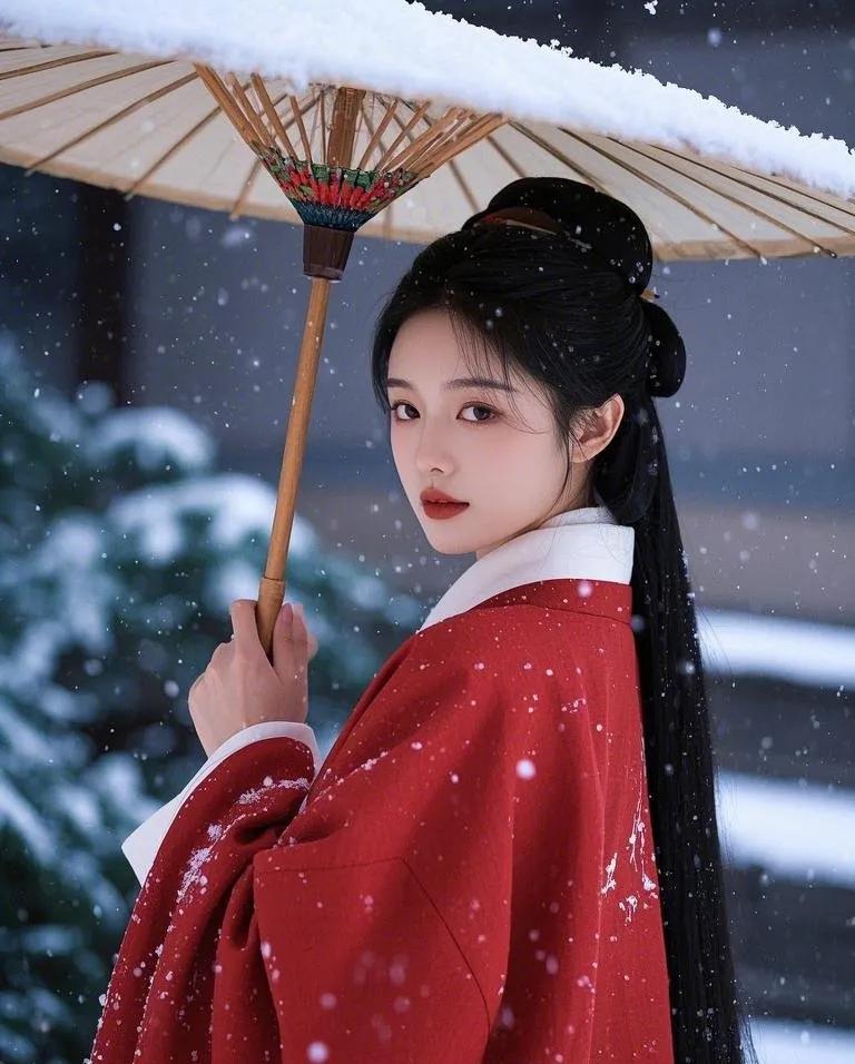 【对联挑战，谁能脱颖而出？】女子手持折扇，轻轻摇曳，目光中透露出一丝期待，此联稍