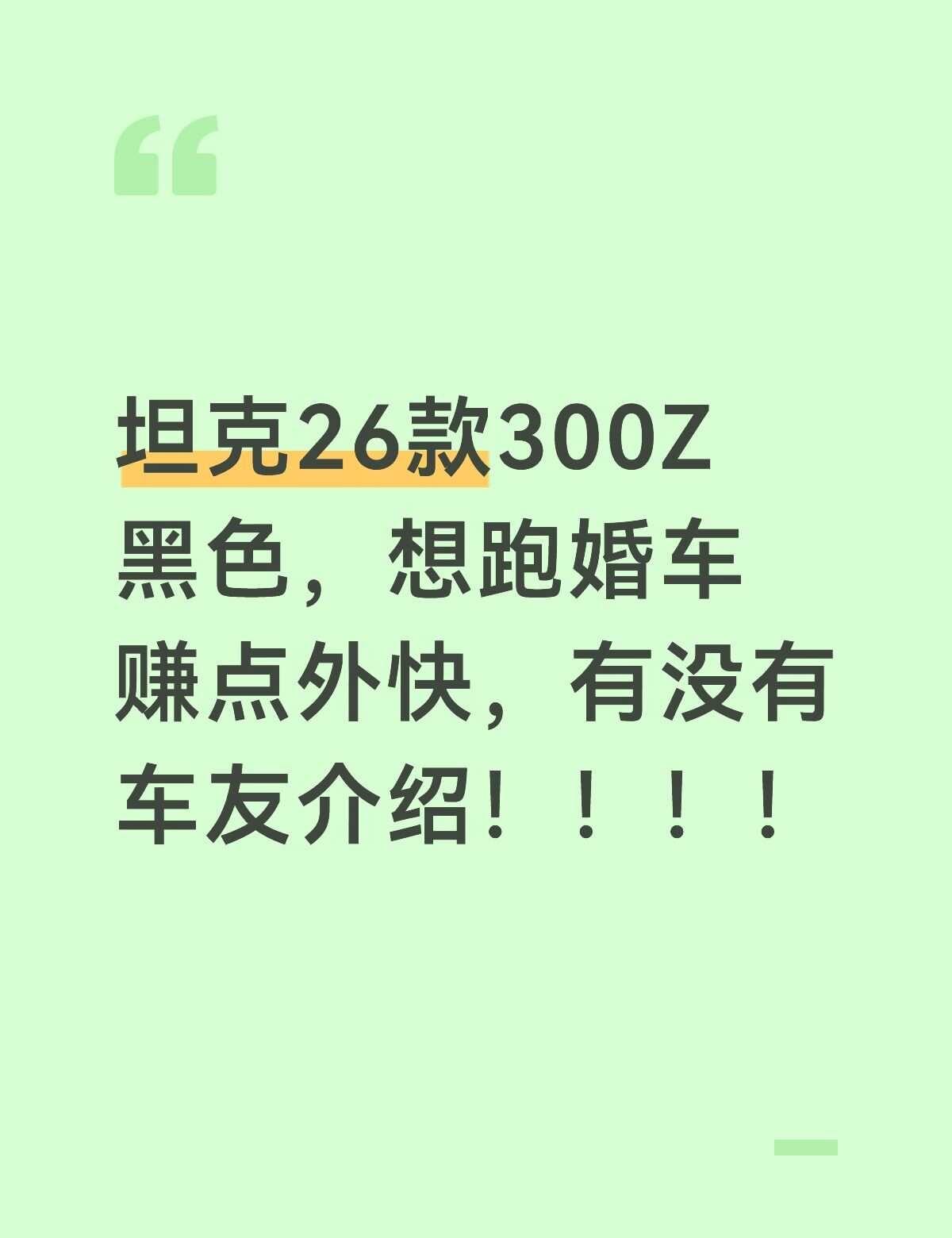 婚车 硬派越野 坦克300Z