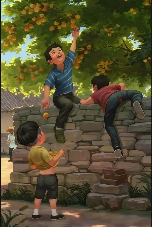 又是一年杏儿黄，
树旁再无少年郎，
昨日小童今何去，
………请友续句………？
