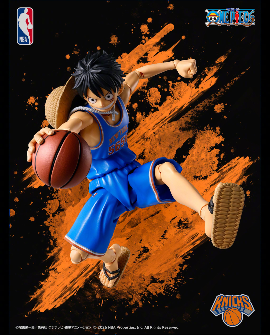 ONE PIECE x NBA《海贼王》与6支NBA经典球队推出联名路飞S.H.