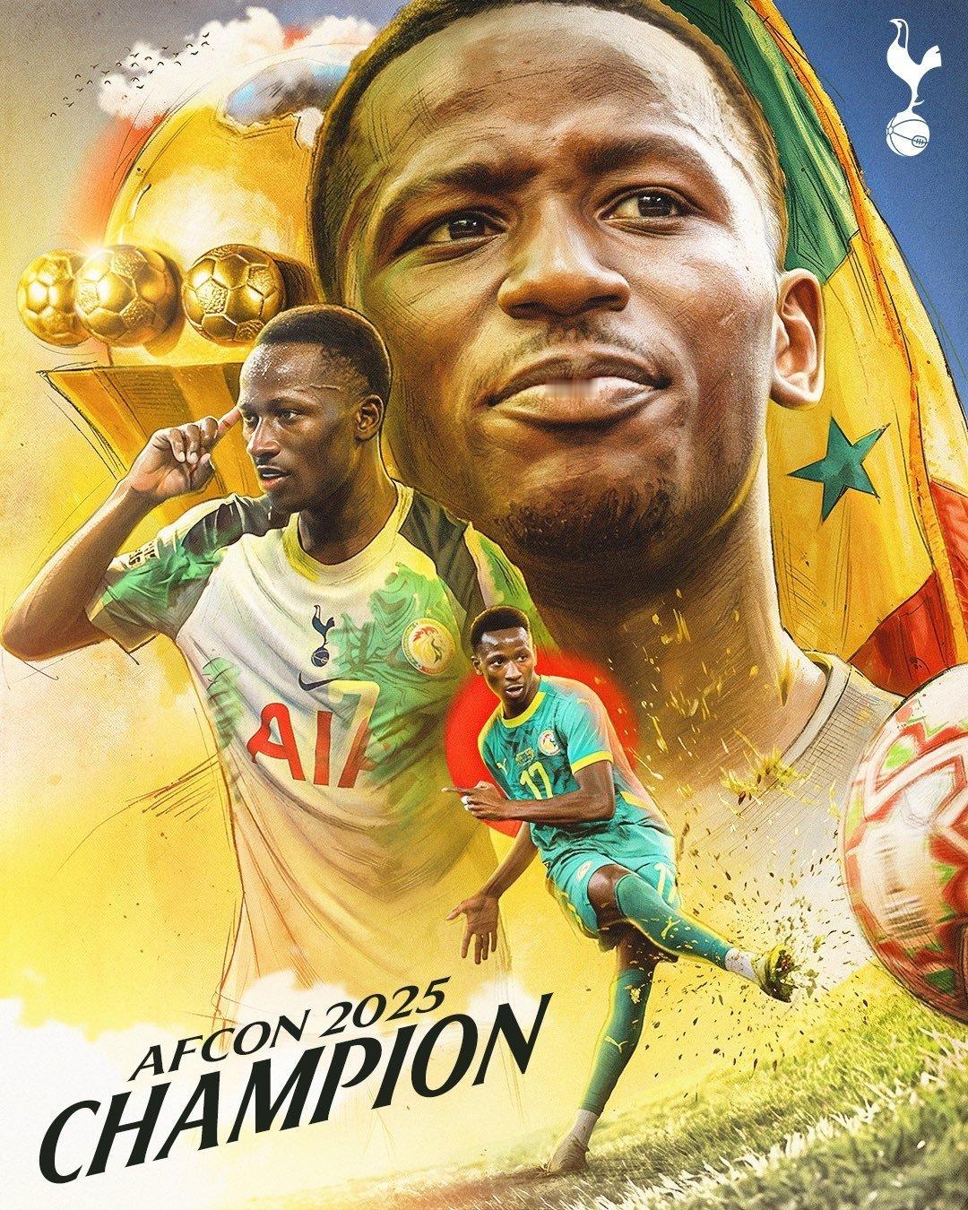 萨尔跟随塞内加尔拿到非洲杯冠军！🏆恭喜萨尔！🙌 