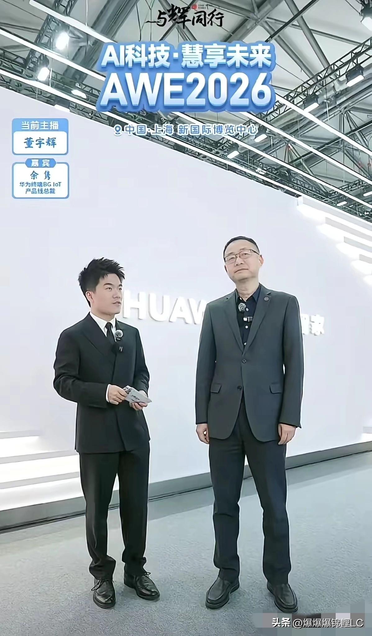 昨天刷到AWE现场的视频，董宇辉跟华为IoT总裁余隽在一块儿逛展，挺让人感慨的。