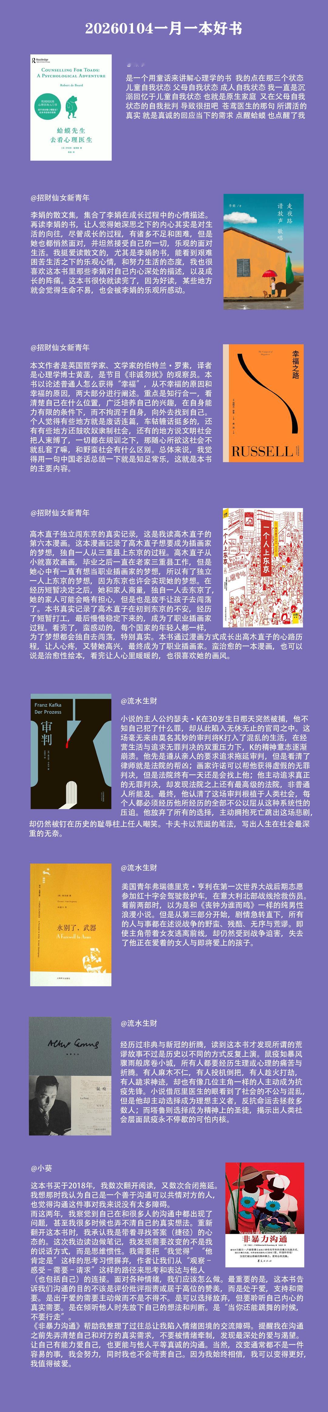 12月一月一本好书 读完刘震云的《一句顶一万句》，有段时间留下后遗症，说话陷入了
