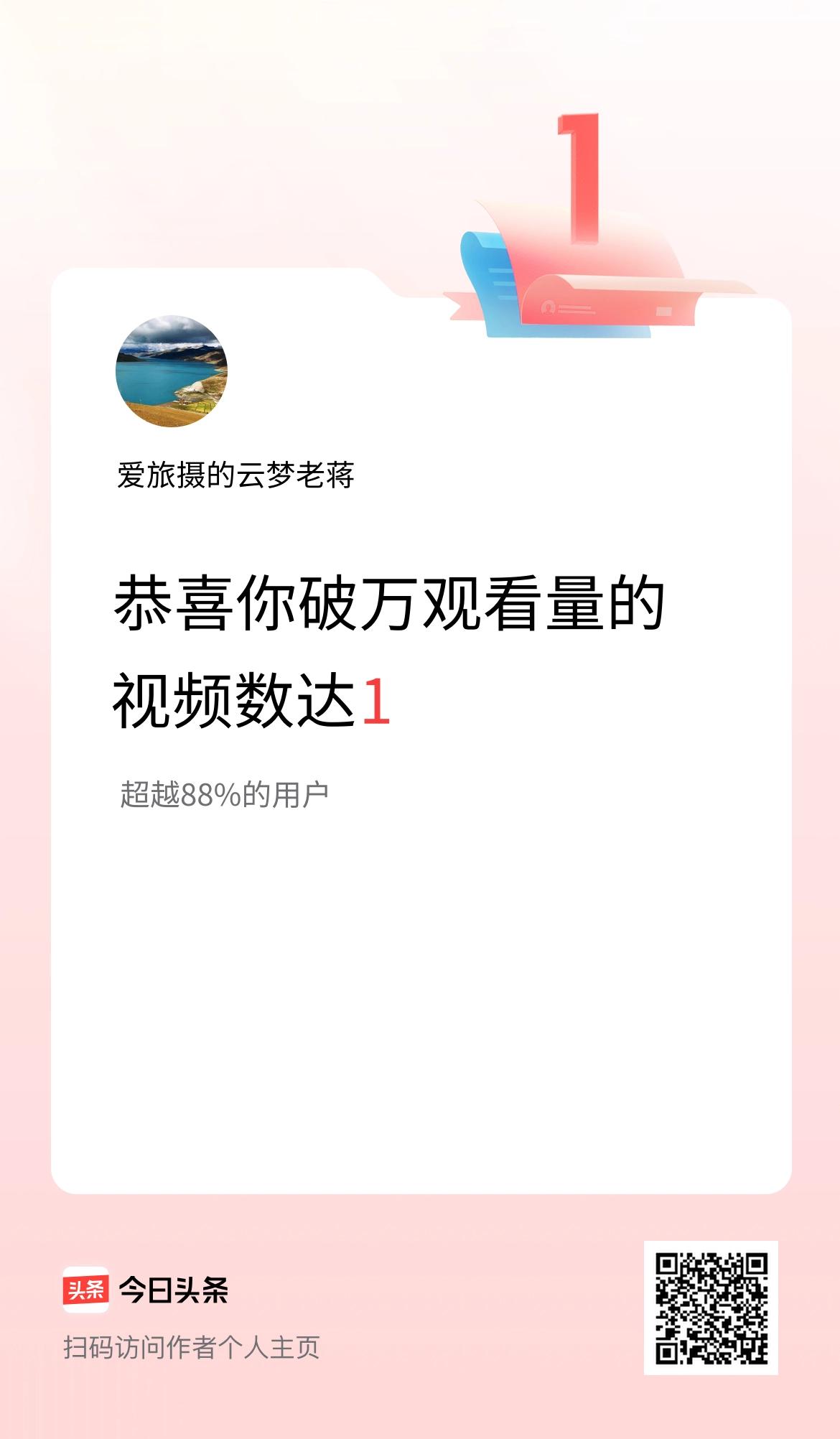 我在头条有1条视频播放量破万了！