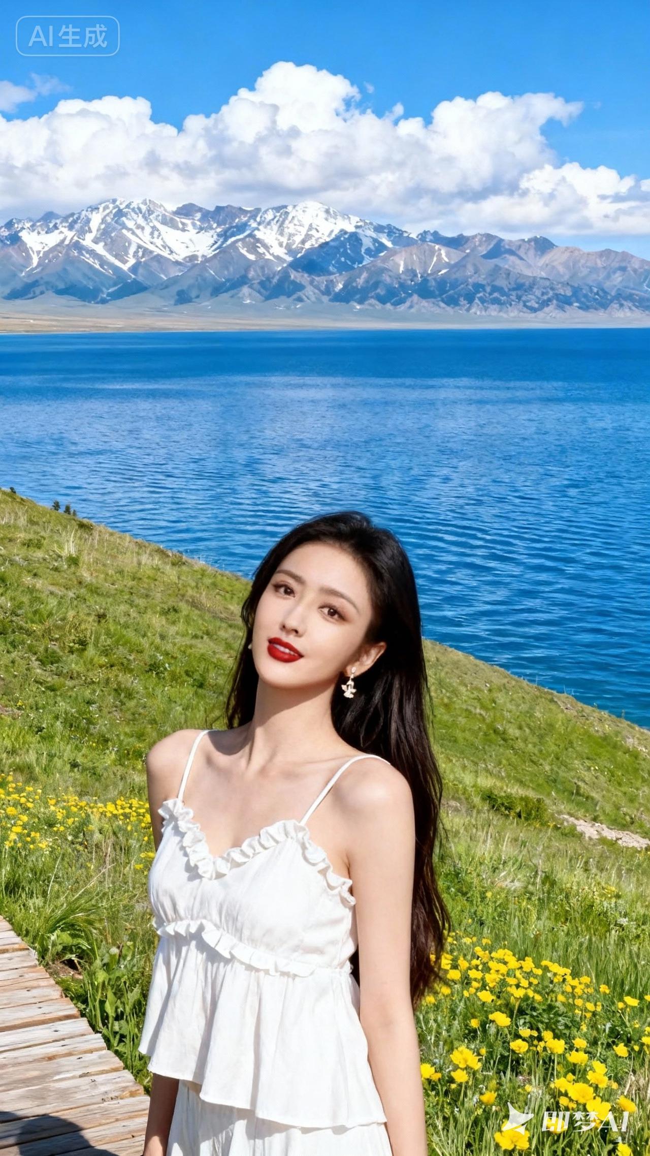 在碧蓝湖畔，与雪峰相映，尽享夏日清新时光。