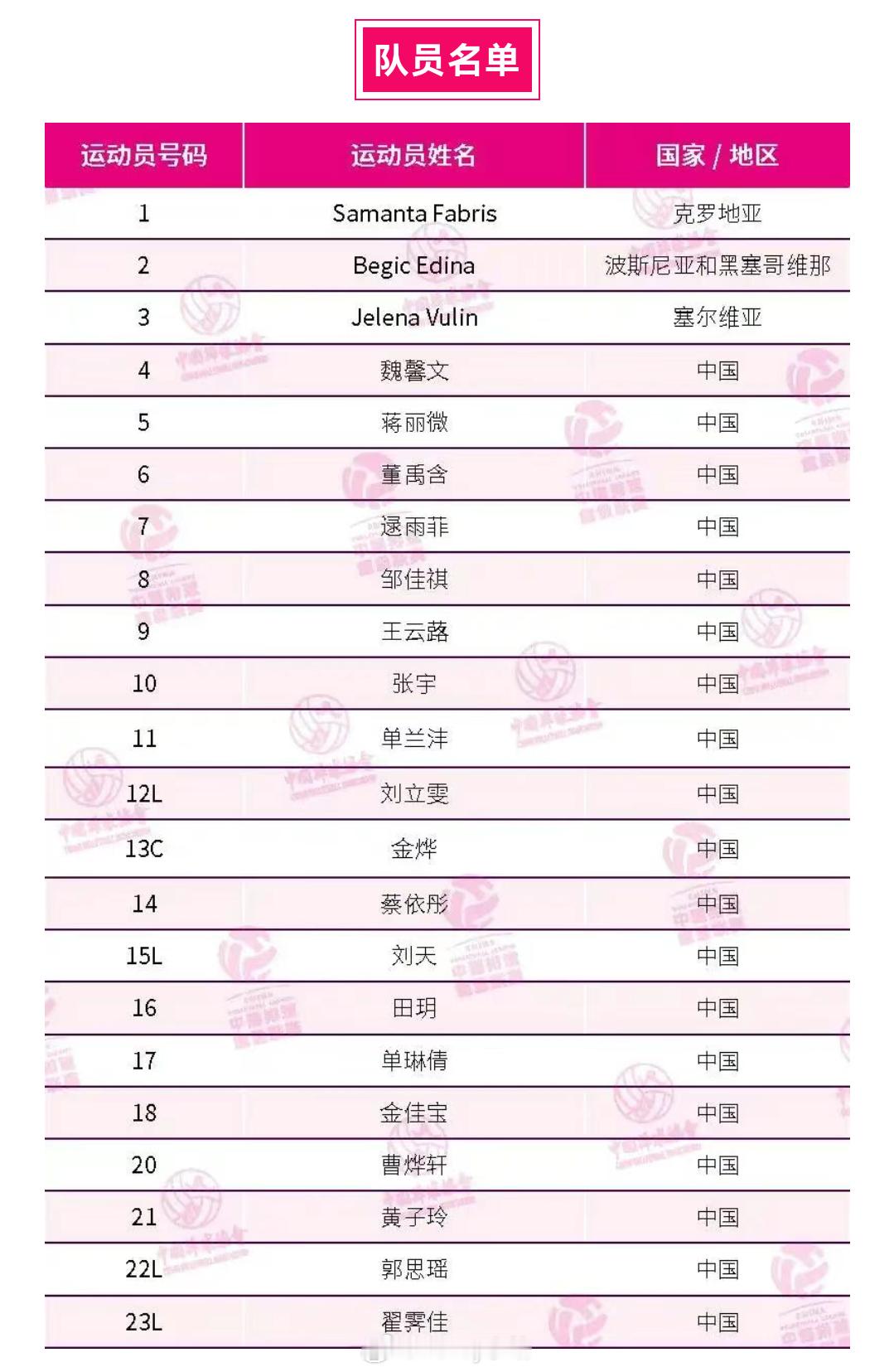 2025-2026赛季中国排球超级联赛北京北冰洋女子排球队大名单2025-202