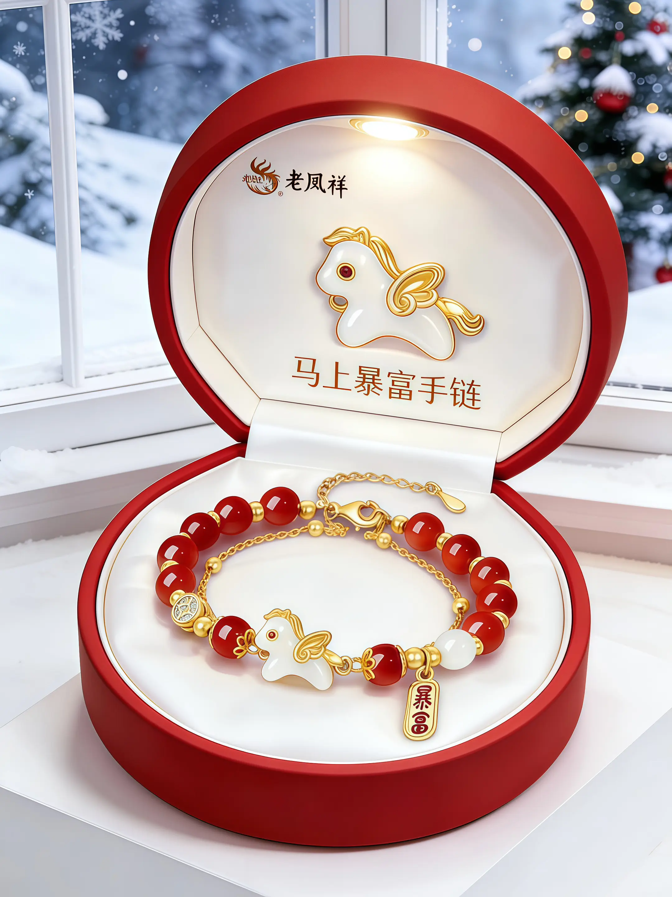 老凤祥和田玉马年手链，马年本命年的仪式感，全靠这串红玛瑙手链撑住！红玛...