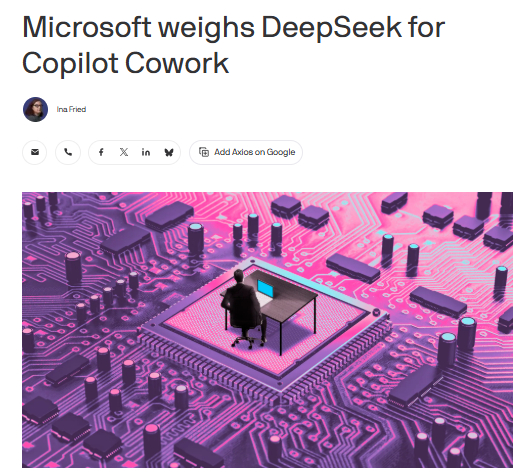 微软正在考虑推出由微软托管的DeepSeek 版本，作为价格更低的模型选择。微软