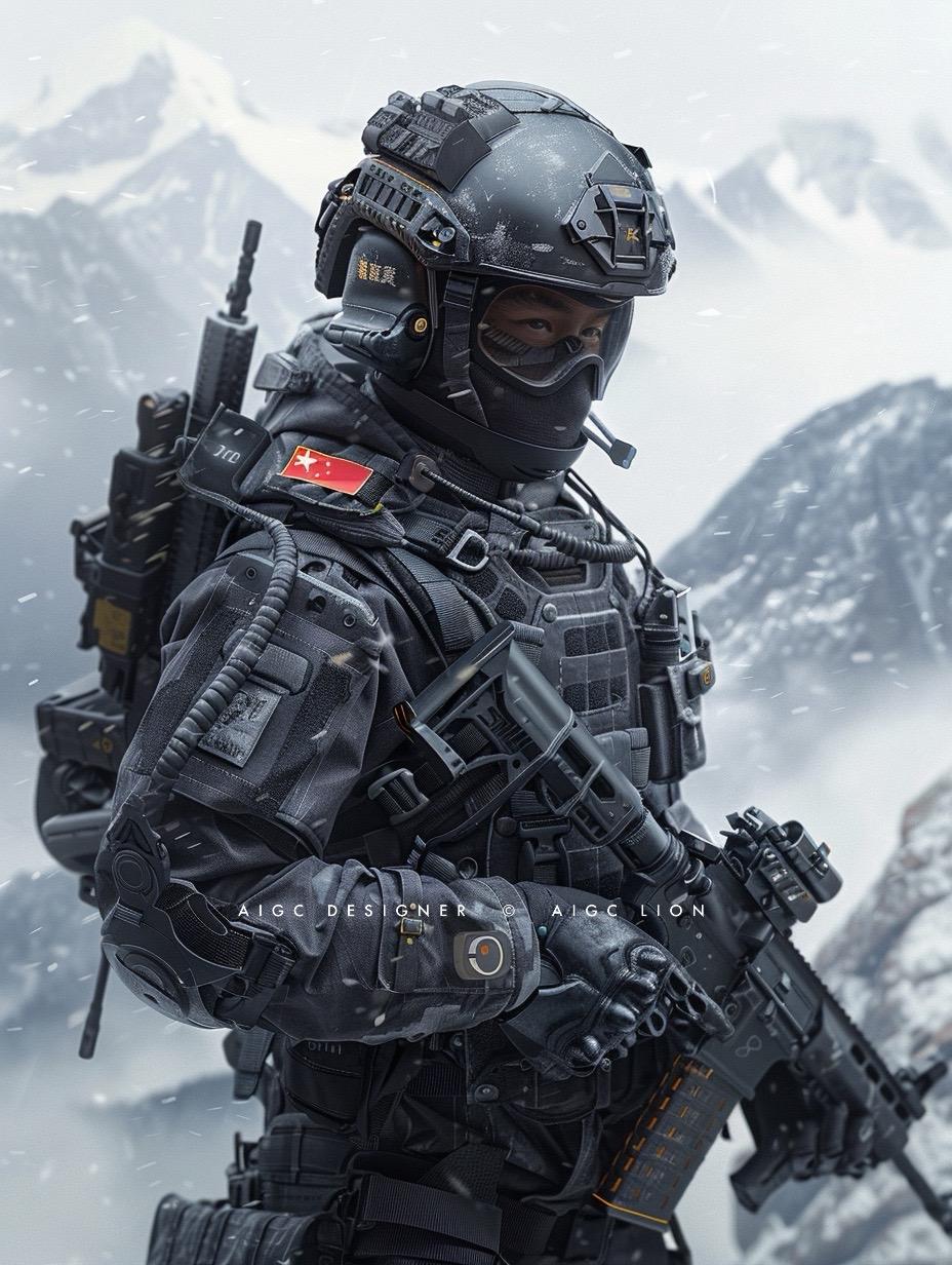 特种兵战术装备。近未来单兵战术装备概念设计，AI 生成前瞻概念，仅供参考娱乐，细节错误请勿细究