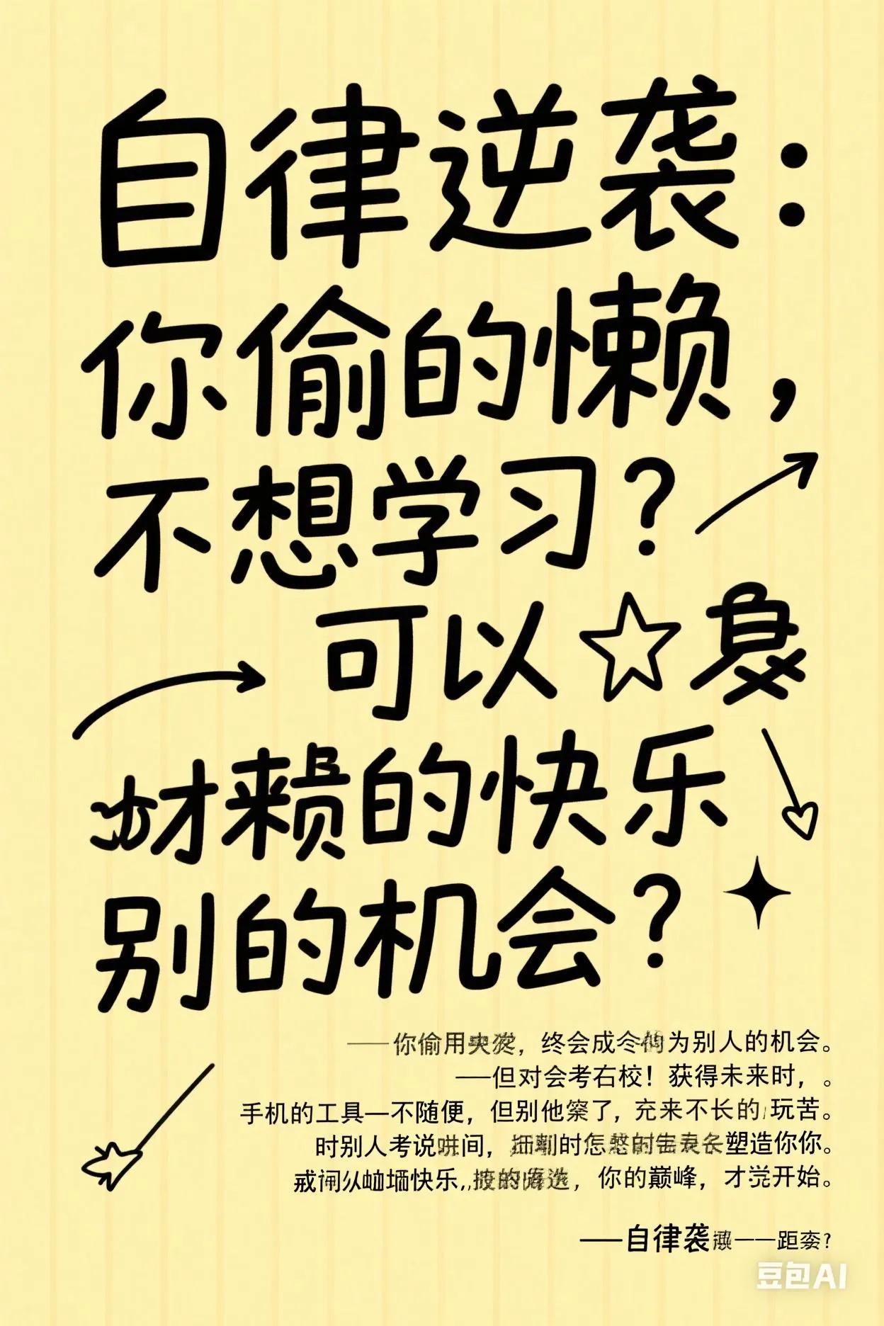 **自律逆袭：你偷的懒，终会成为别人的机会**  

不想学习？可以。  
不想