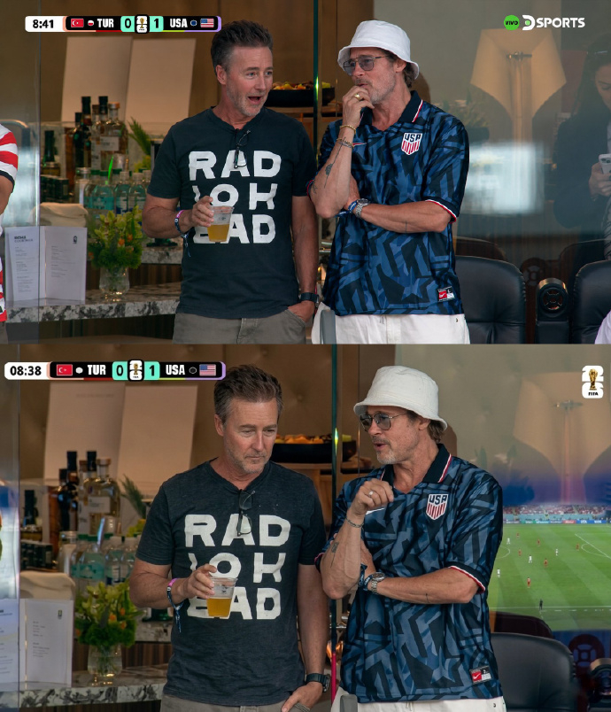 EdwardNortonedward norton 诺顿和皮特一起看世界杯，久违