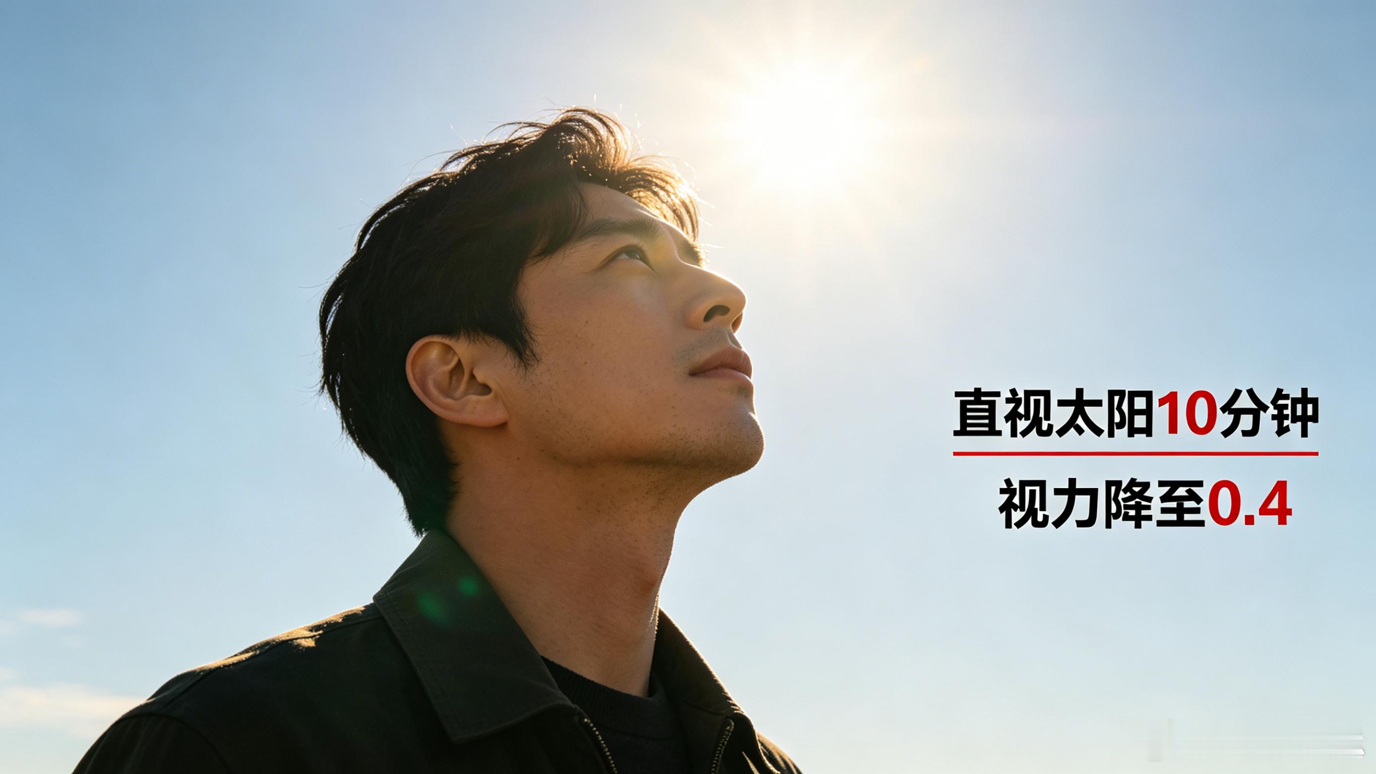 男子直视太阳10分钟视力降至0.4最近流行晒背养生，宁波一位40多岁的大哥突发奇