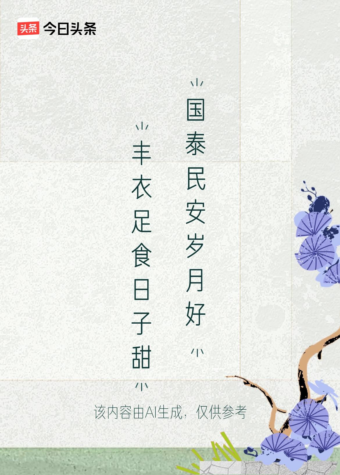 文学创作大会 这上联“丰衣足食日子甜”，描绘出生活富足甜蜜的景象，下联“国泰民安