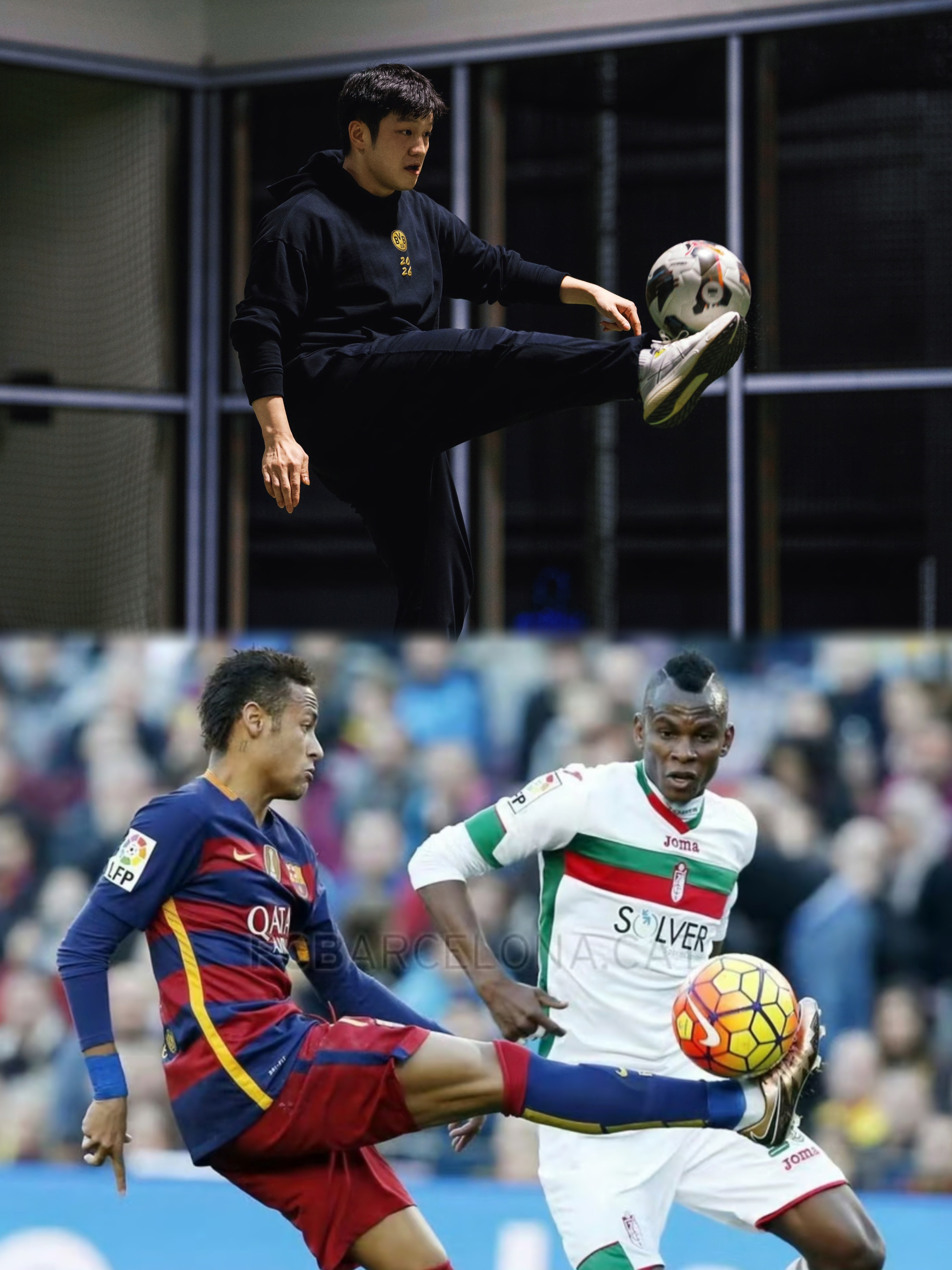 兄弟神图有了～天才相似处总能一眼戳中  这一脚得多少年的功力～ 