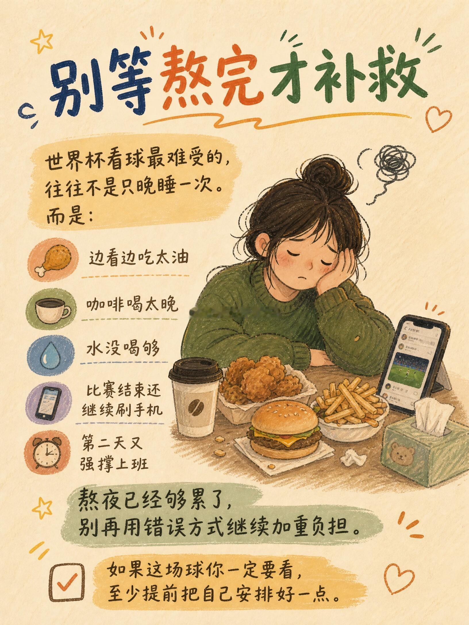 熬夜看世界杯器官belike熬夜看球后很难受，先做这 7 件事|||世界杯可以看