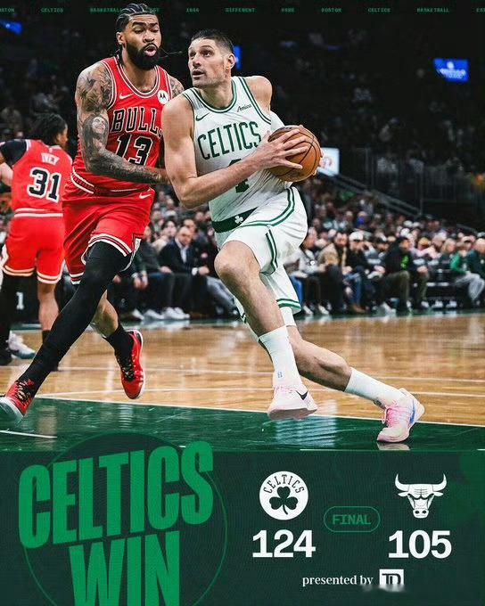 凯尔特人出战公牛，成功拿下大胜凯旋！这次相信凯尔特人果然没错，武切维奇来到了凯尔