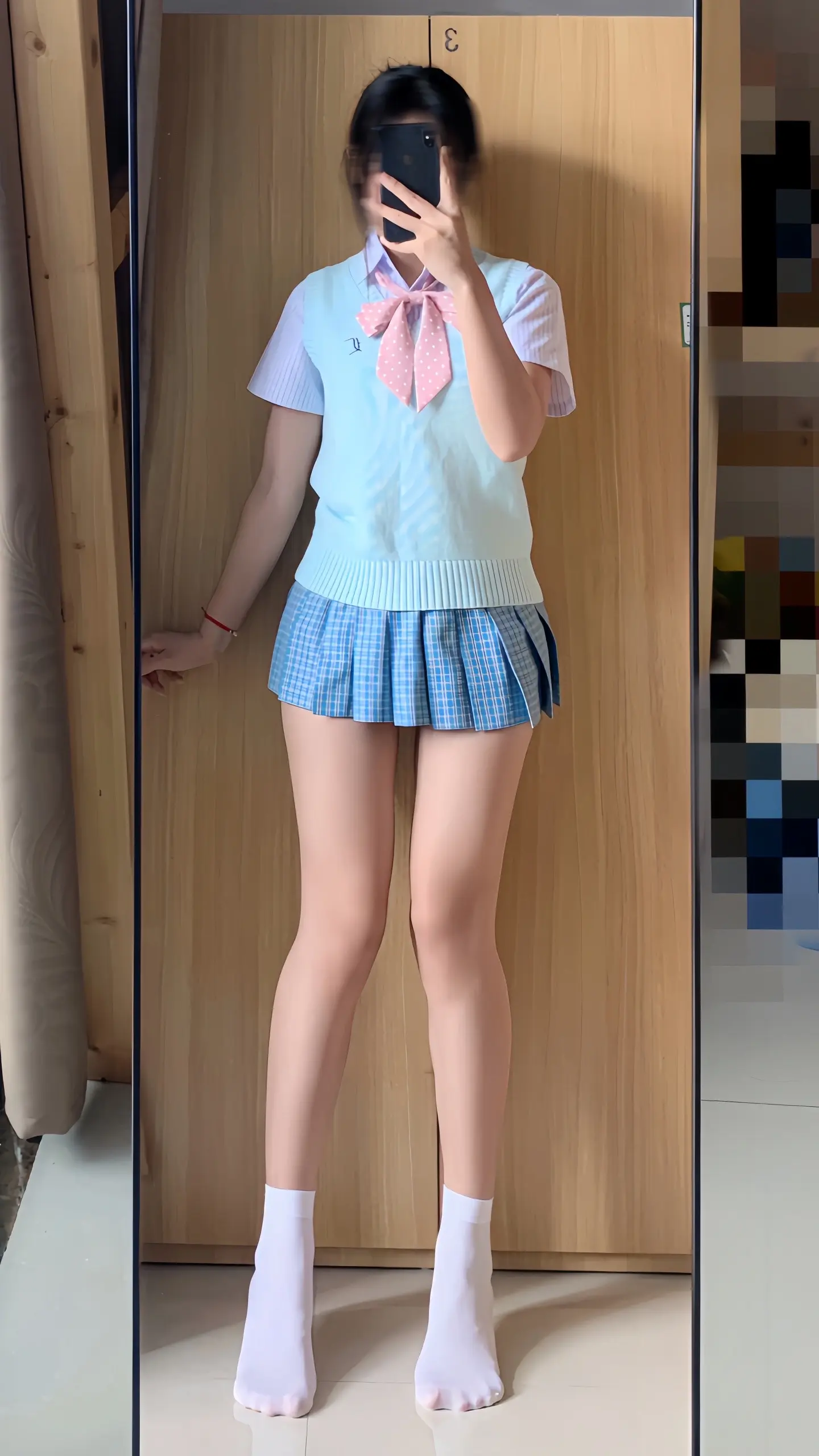 ootd穿搭 腿长一米八 对镜拍 jk