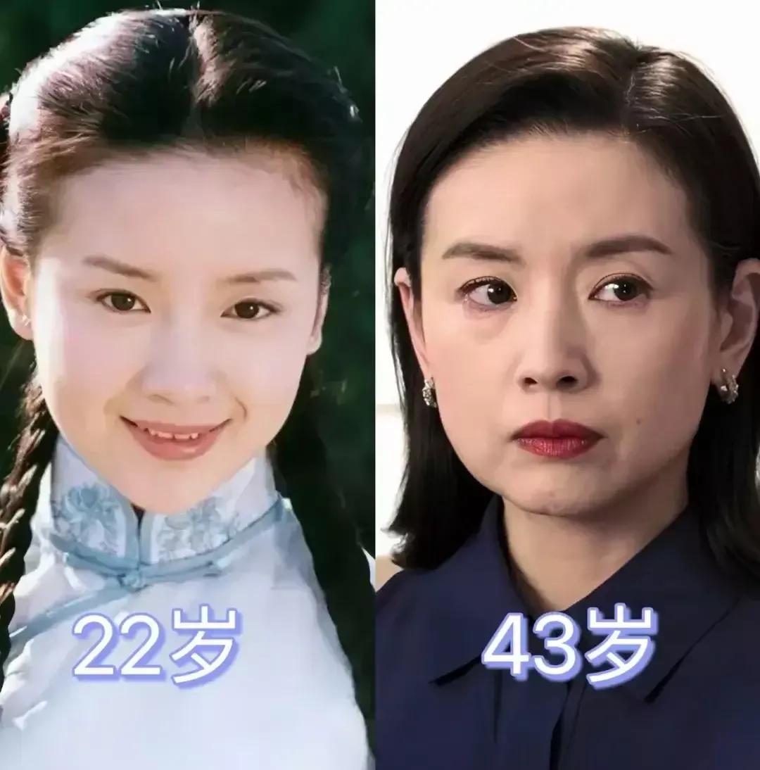 22岁时的董洁用冰清玉洁来形容一点也不为过，圆圆的脸蛋跟人偶一般，微笑中带着一丝