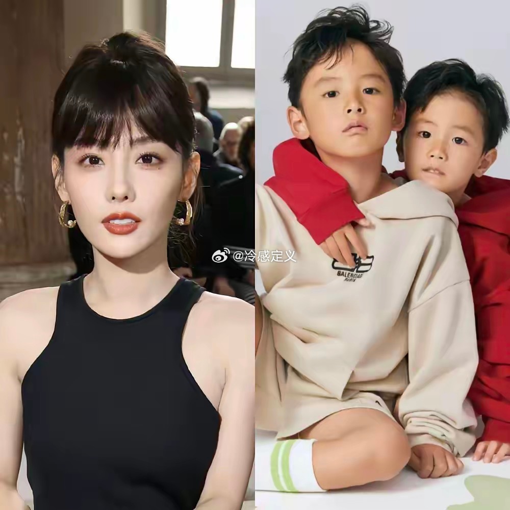 张嘉倪俩儿子，都长了“没输”的脸，哥哥买子恩，2016年生，10岁，弟弟买子诚，