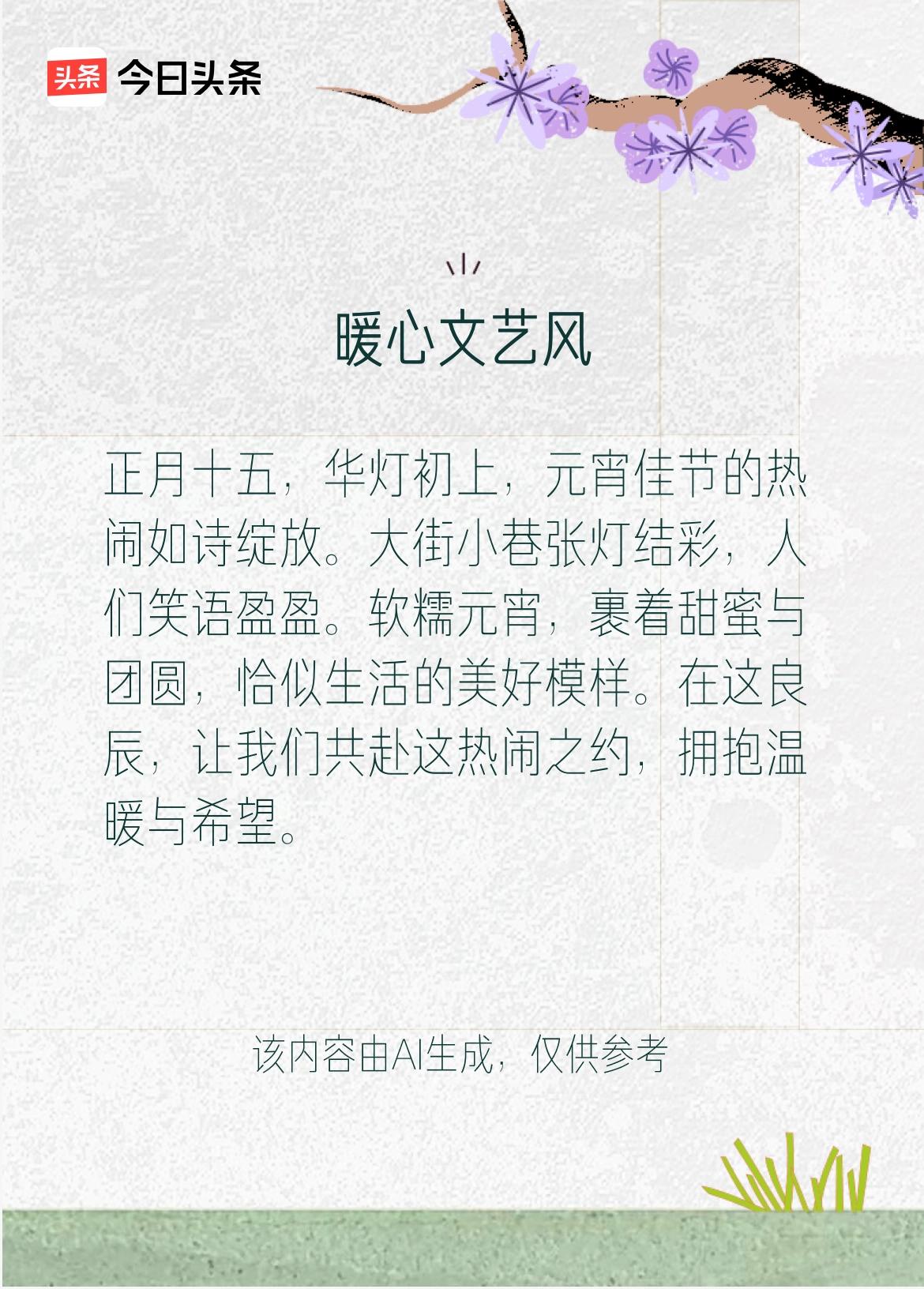 文学创作大会 正月十五的元宵佳节简直太有氛围感了！就像文案说的，华灯初上，大街小