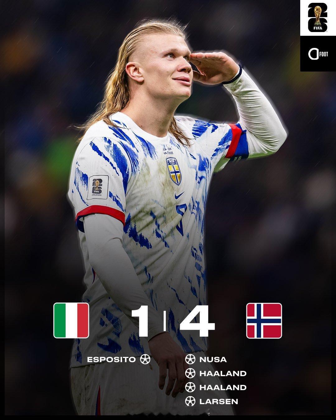 意大利将不得不通过附加赛出线在埃斯波西托率先破门取得领先后，意大利逐渐失去了比赛