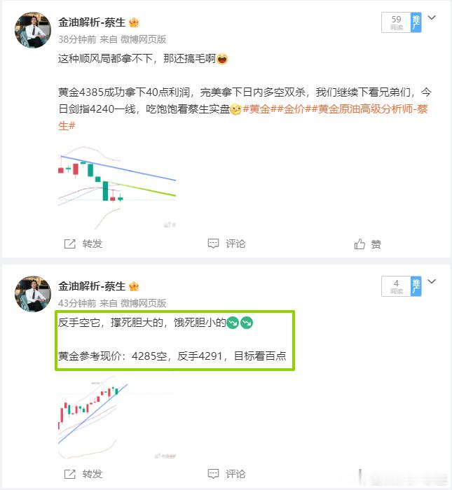 完美闭环，实时布局再砍 90 点 ！多单拿到4287 ，反手空单再砍 90 点，
