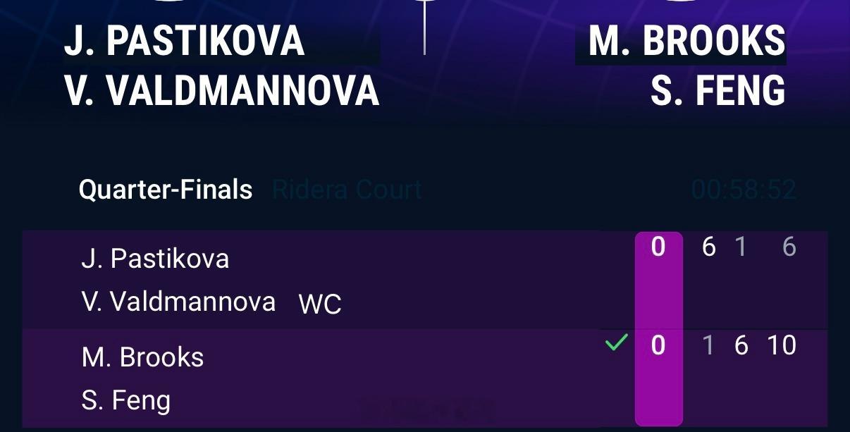 俄斯特拉发WTA250双打1/4决赛丰硕🇨🇳/布鲁克斯🇬🇧以1-6/6-