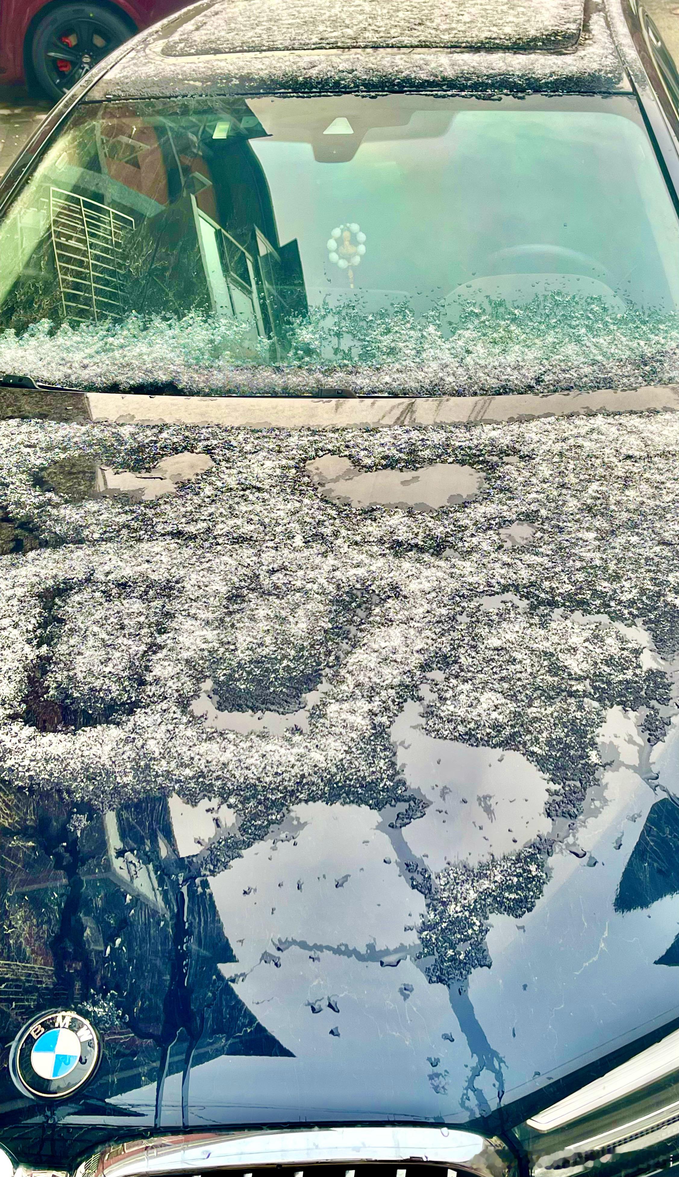 昨天天气预报说有雪，我还不相信，一早看见车上真有雪网页链接