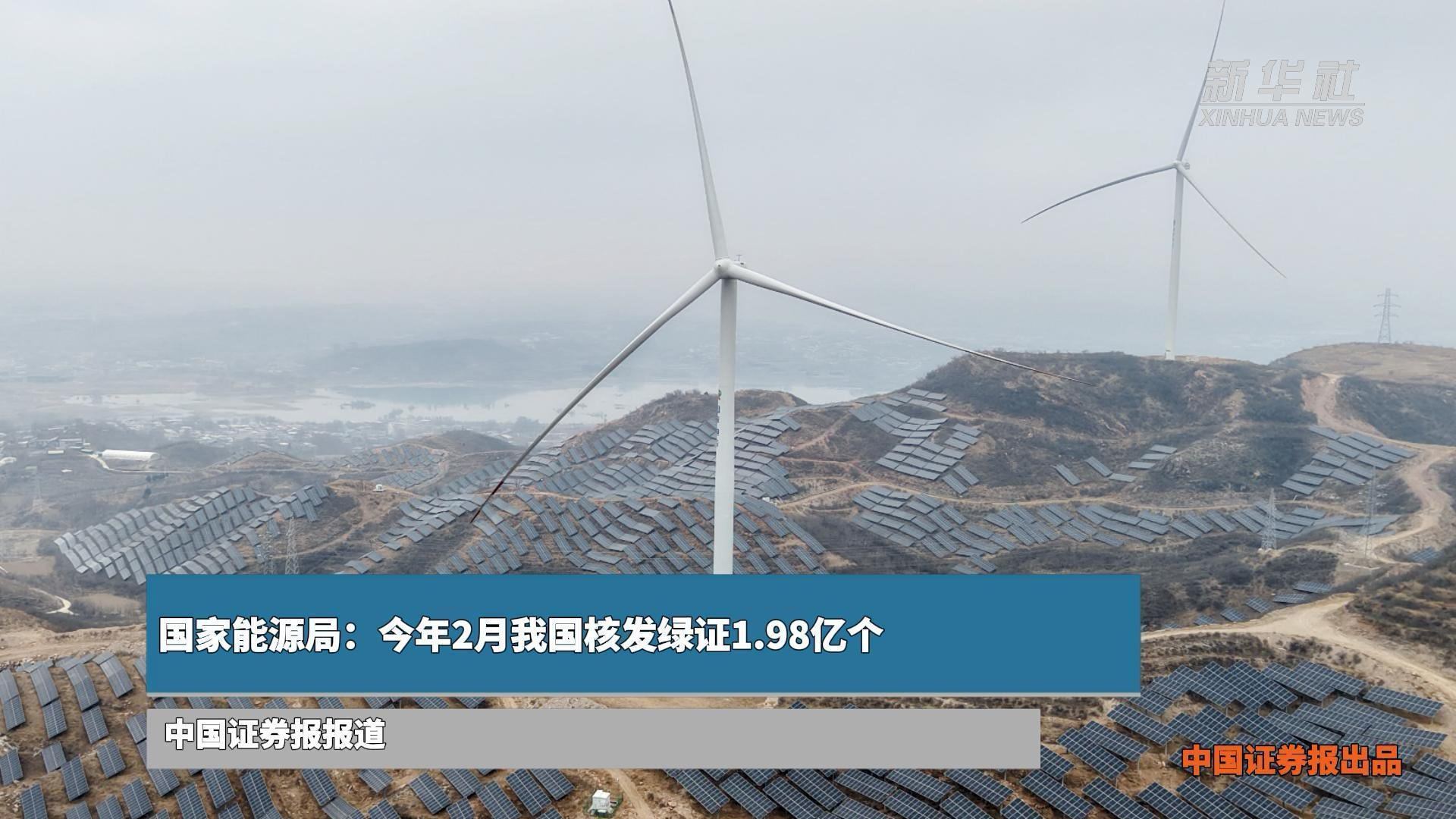 国家能源局发布数据显示，2026年2月，我国共核发绿证1.98亿个，涉及可再生能